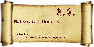 Matkovich Henrik névjegykártya